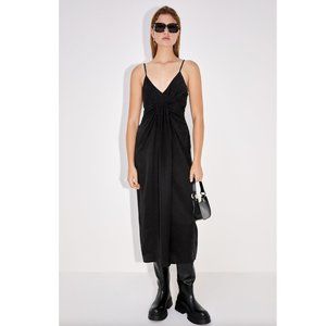BLOGGER'S FAVE! Zara Draped Midi Dress Black Sz S NWT